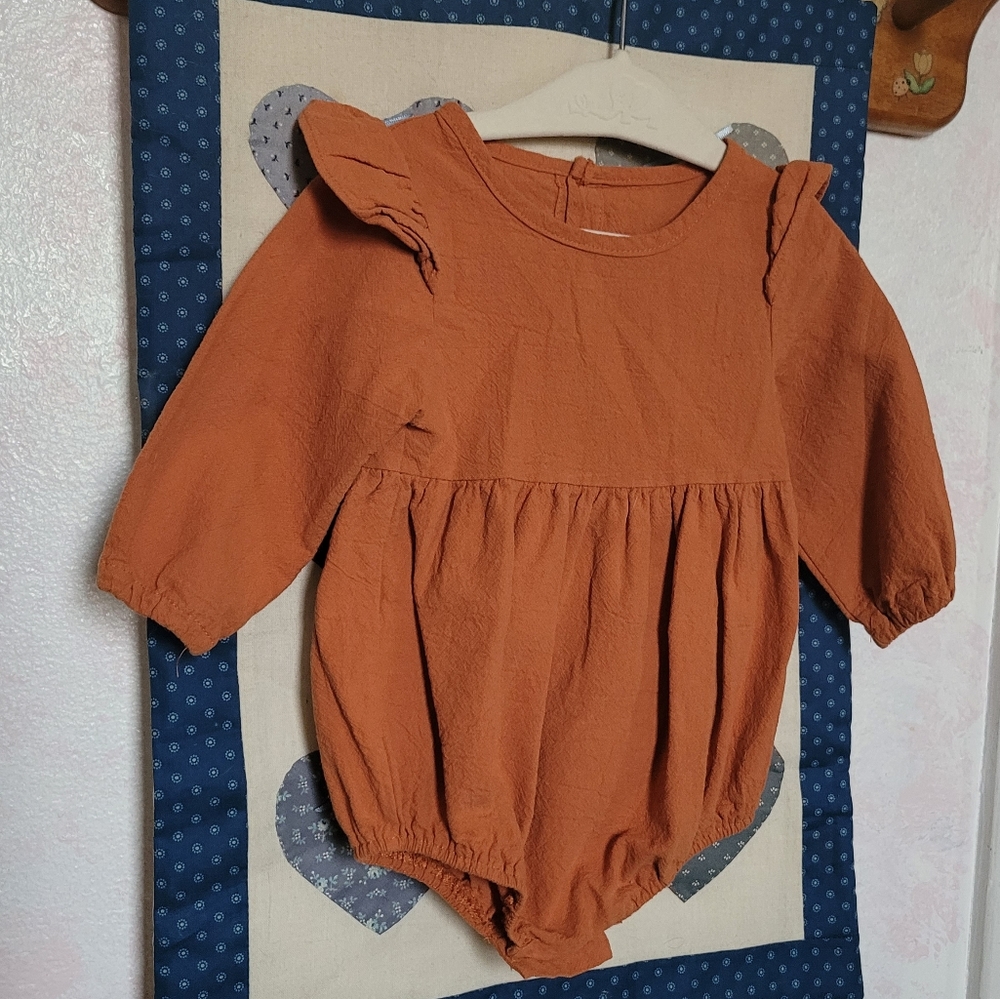 25% off bundles 3+ dark orange ruffled baby onesie